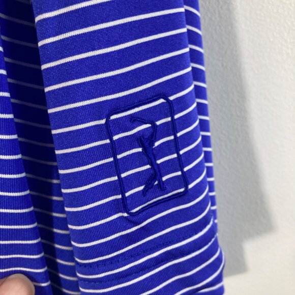 Mens PGA Tour Golf Polo Shirt Short Sleeve Striped 2XL Blue White Polyester - Picture 5 of 8
